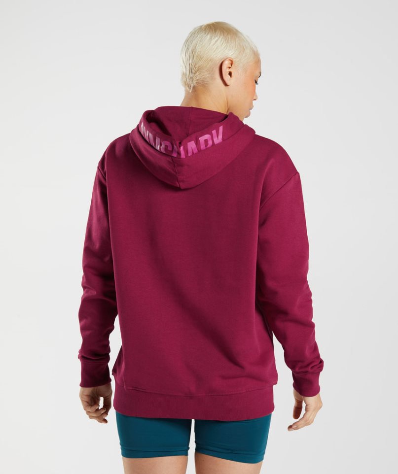 Women's Gymshark Graphics Fraction Hoodie Fuchsia | NZ 3CZYTX